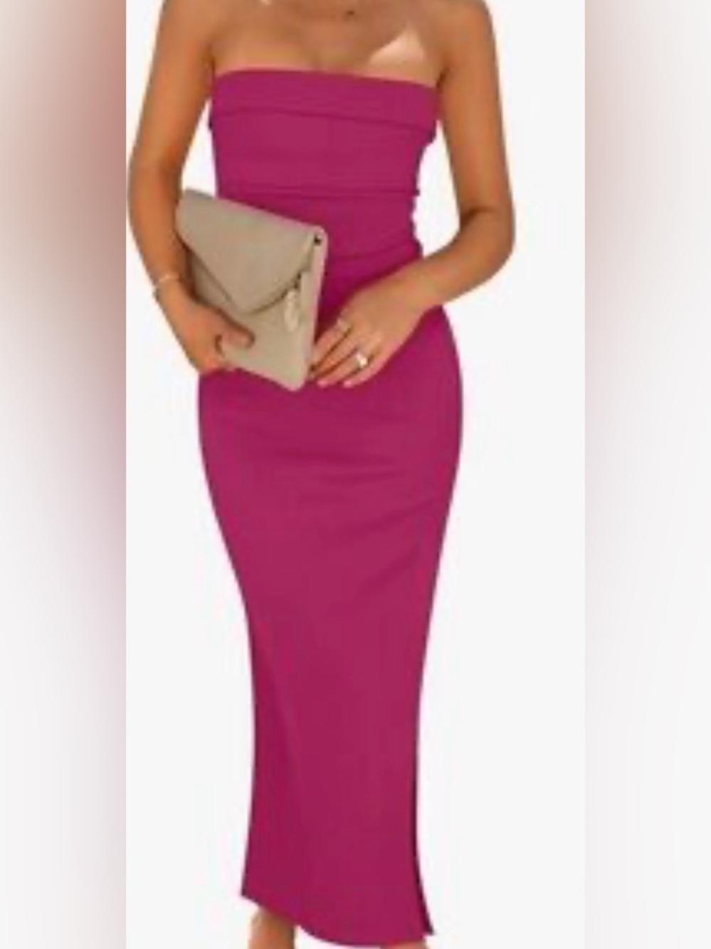 Zesica Strapless Ribbed Bodycon Midi Dress
